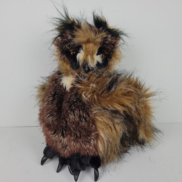 Folkmanis Large 18" Great Horned Owl Plush Hand Puppet Eyes Blink Head Turns - Picture 1 of 5